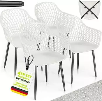 tillvex Gartenstuhl mit Armlehne, wei&szlig;, wetterfest, UV-best&auml;ndig (TVMVGS-005)
