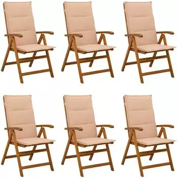 vidaXL Liegest&uuml;hle Massivholz Akazie, 6er-Set
