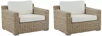Beliani Ardea 2er-Set Gartensessel, Rattan, hellbraun (228730)
