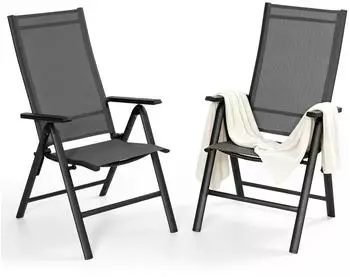 Avestar Klappstuhl 2er-Set Aluminium Textilene, schwarz (DAS004)