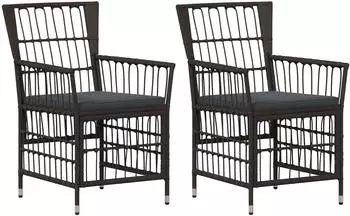 vidaXL Gartenst&uuml;hle 2er-Set, PE-Rattan/Stahl/Polyester, schwarz (42025127)