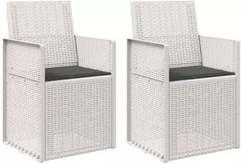 vidaXL Garten-Esszimmerst&uuml;hle 2er-Set PP wei&szlig;/anthrazit (899998)