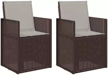 vidaXL Garten-Esszimmerst&uuml;hle 2er-Set, PP, braun/hellgrau (899996)