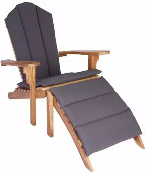 vidaXL Adirondack-Gartenstuhl mit Fu&szlig;st&uuml;tze, Massivholz Teak, natur