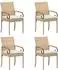vidaXL Gartenstühle 4 Stk. Poly-Rattan & Akazie, beige/cremeweiß (42025887)