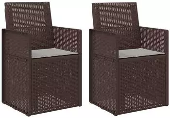 vidaXL Garten-Esszimmerst&uuml;hle 2er-Set, PP, braun/hellgrau (899992)