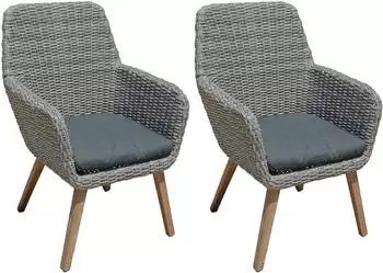Garden Pleasure RAPALLO Gartensessel 2er-Set, Kunststoffgeflecht, grau (970360-2)