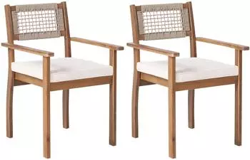Beliani SUMIRAGO Gartenstuhl 2er-Set, Akazienholz, hellbraun