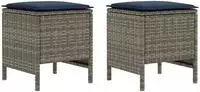 vidaXL 2 stk. Garten-Fu&szlig;hocker PE-Rattan Grau und Marineblau