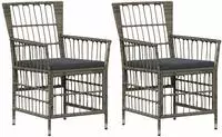 vidaXL Gartenst&uuml;hle 2 stk. Grau PE Rattan, Stahl und Polyesterstoff