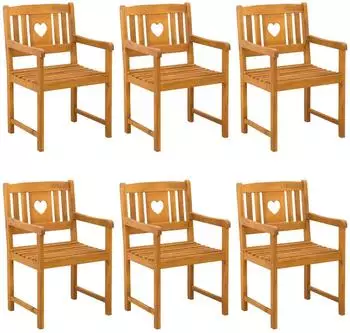 vidaXL Gartenst&uuml;hle 6er-Set massives Akazienholz, natur (3416307)