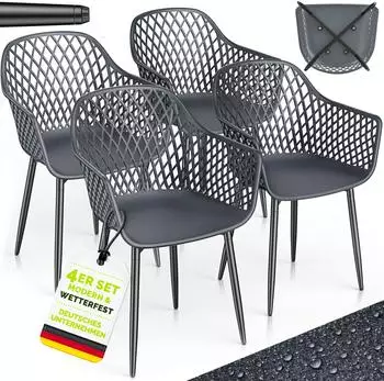 tillvex Gartenstuhl mit Armlehne, anthrazit, wetterfest (TVMVGS-011)