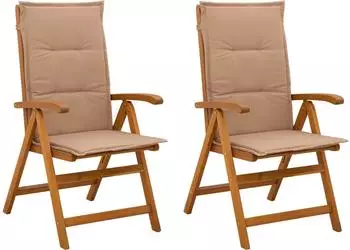 vidaXL Klappbare Gartenst&uuml;hle 2er-Set, Akazienholz massiv, natur