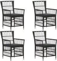 vidaXL Gartenst&uuml;hle 4 stk. Schwarz PE Rattan, Stahl und Polyesterstoff