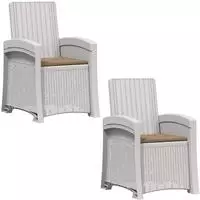 vidaXL Liegesessel Garten Rattan-Optik 2 stk. Wei&szlig; und Taupe PP