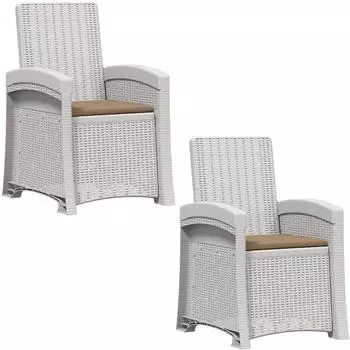 vidaXL Garten-Liegestuhl Rattan-Optik wei&szlig;/taupe PP, 2er-Set (8012026)
