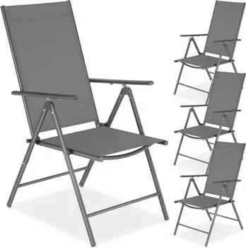 TecTake Marcellino Klappstuhl Textilene-Gewebe, anthrazit (4er-Set)