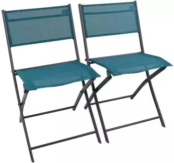 VCM Sumila Klappstuhl 2er-Set, Metall/Textilene, blau