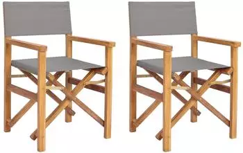 vidaXL Regiestuhl massives Teakholz, braun/hellgrau, klappbar (42032680)
