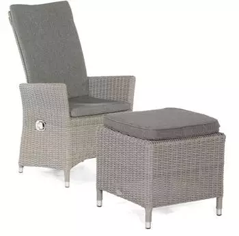 SonnenPartner Solares Gartensessel mit Fu&szlig;hocker, Aluminium/Polyrattan, stone-grey (80071475/80071485)