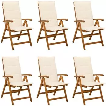 vidaXL Garten-Liegest&uuml;hle 6er-Set, Akazienholz massiv, natur