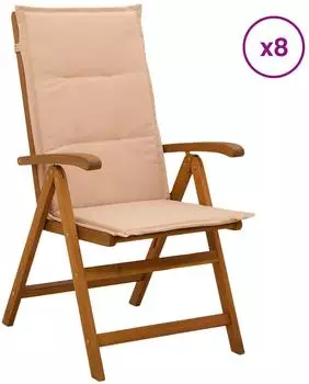 vidaXL Liegest&uuml;hle f&uuml;r den Garten 8 Stk., Akazien-Massivholz, natur
