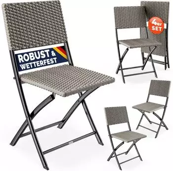 Casaria Polyrattan Klappstuhl 4er-Set, creme, 120kg (4251779141074)