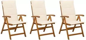vidaXL Liegest&uuml;hle 3er-Set, Akazienholz massiv (42041433)