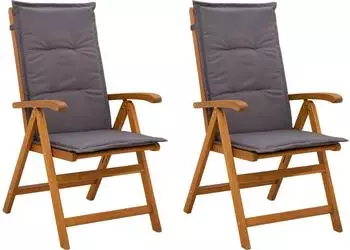vidaXL Gartenliegen 2er-Set, Akazienholz massiv, natur (42041428)