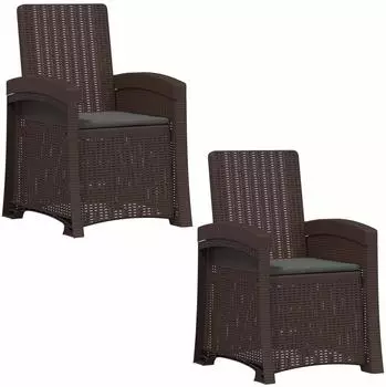 vidaXL Garten-Liegesessel Rattan-Optik, braun/anthrazit, 2er-Set (8012021)
