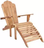 vidaXL Garten-Adirondack-Stuhl mit Fu&szlig;st&uuml;tze Natur Massivholz Teak