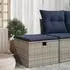 vidaXL Gartenhocker mit Kissen, Poly Rattan, grau, 55x55x37cm