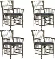 vidaXL Gartenst&uuml;hle 4 stk. Grau Poly-Rattan