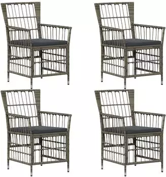 vidaXL Gartenst&uuml;hle 4 Stk. grau Polyrattan (42025132)