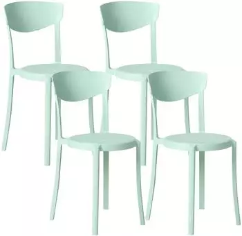 Beliani Vieste 4er-Set Gartenst&uuml;hle, Kunststoff, mintgr&uuml;n