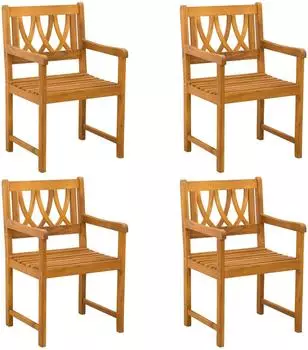 vidaXL Gartenstühle 4er-Set, massives Akazienholz, natur (3416303)