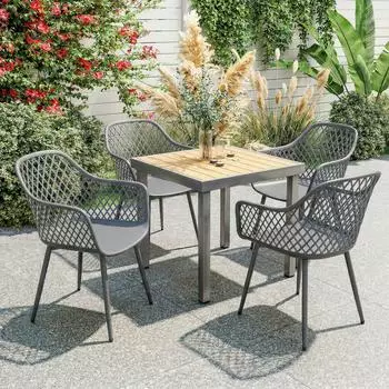 Outsunny Gartenst&uuml;hle 4er-Set mit Armlehne, UV-best&auml;ndig, Kunststoff (84G-931V00CG)