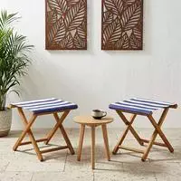 vidaXL Liegestuhl 2 stk. Massives Eukalyptus Holz Blau und Wei&szlig;