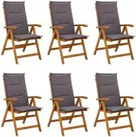 vidaXL Liegest&uuml;hle f&uuml;r den Garten 6 stk. Natur Massivholz Akazie