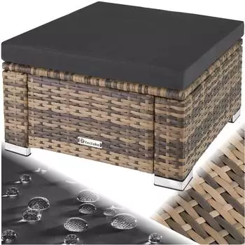 TecTake Bitonto Polyrattan-Sitzhocker mit Kissen, natur (403695)