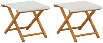 vidaXL Liegestuhl 2er-Set Eukalyptusholz massiv, creme (42024896)