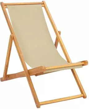 vidaXL Strandliege Teakholz massiv, beige (42032663)