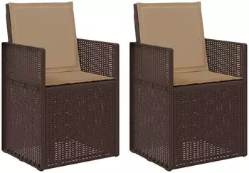 vidaXL Garten-Esszimmerst&uuml;hle 2 Stk., PP, braun/taupe (899995)