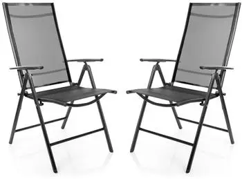 BigDean Gartenstühle Klappstuhl dunkelgrau 120kg, 2er-Set