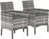 Outsunny Gartenstuhl 2er-Set Polyrattan mit abnehmbaren Kissen, grau
