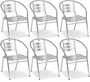 Mojawo Bistro-Stapelstuhl Aluminium, 6er-Set (m537474)