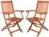 Garden Pleasure Seattle Klappstuhl mit Armlehnen, Eukalyptus, braun, 2er-Set