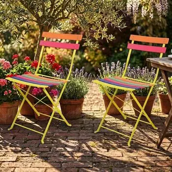 Harms Klappstuhl Gartenstuhl Schmiedeeisen mehrfarbig, 2er-Set, H 77,5cm