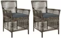 vidaXL Gartenstuhl 2 stk. Grau und Dunkelgrau Poly-Rattan