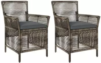 vidaXL Gartenstuhl Poly-Rattan grau/dunkelgrau, 2er-Set (42026687)